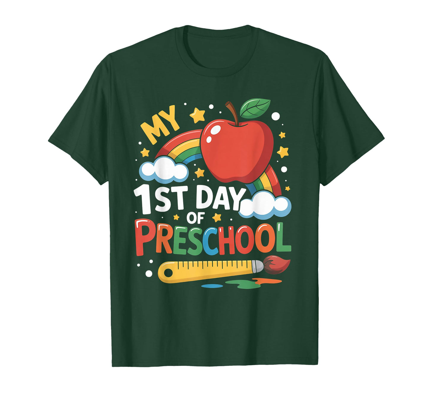 My First Day of Preschool Funny Colorful Rainbow T-Shirt