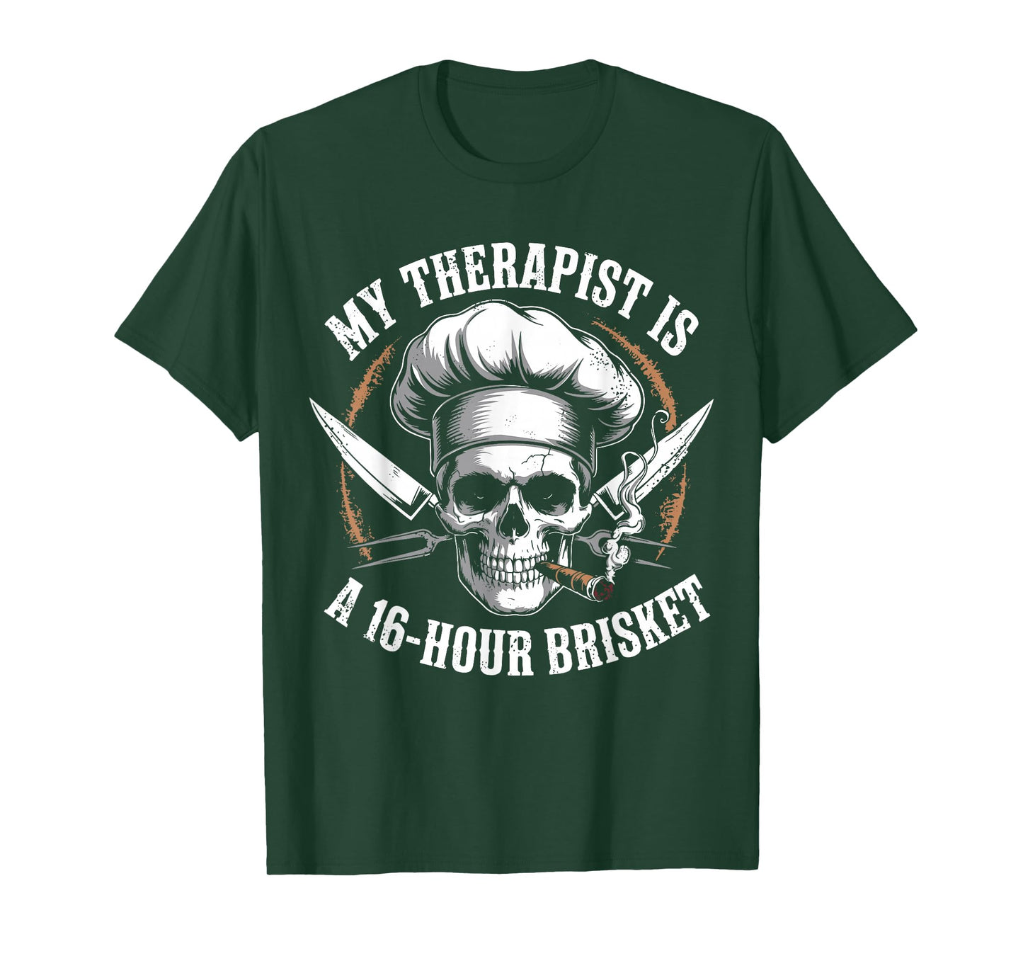 My Therapist is A 16-Hours Brisket Funny Vintage Chef Skull T-Shirt