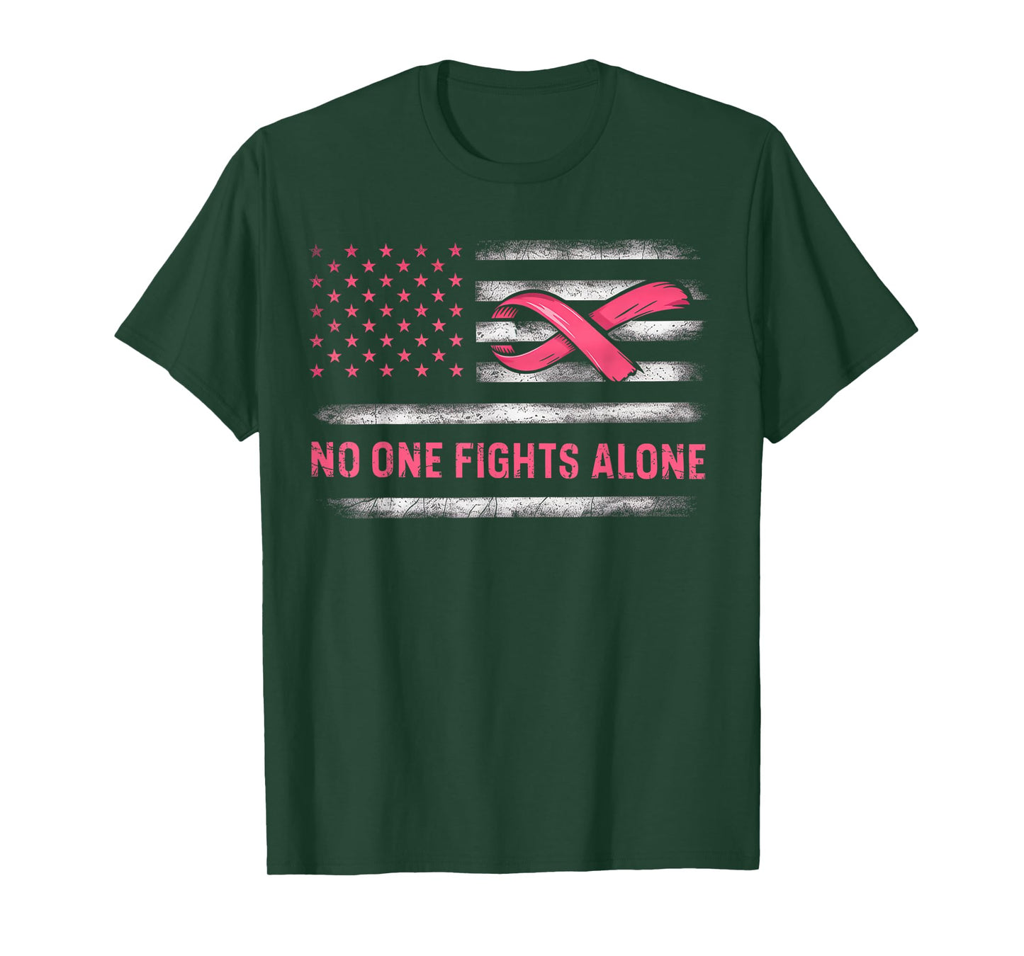 Alone American Flag Pink Ribbon T-Shirt