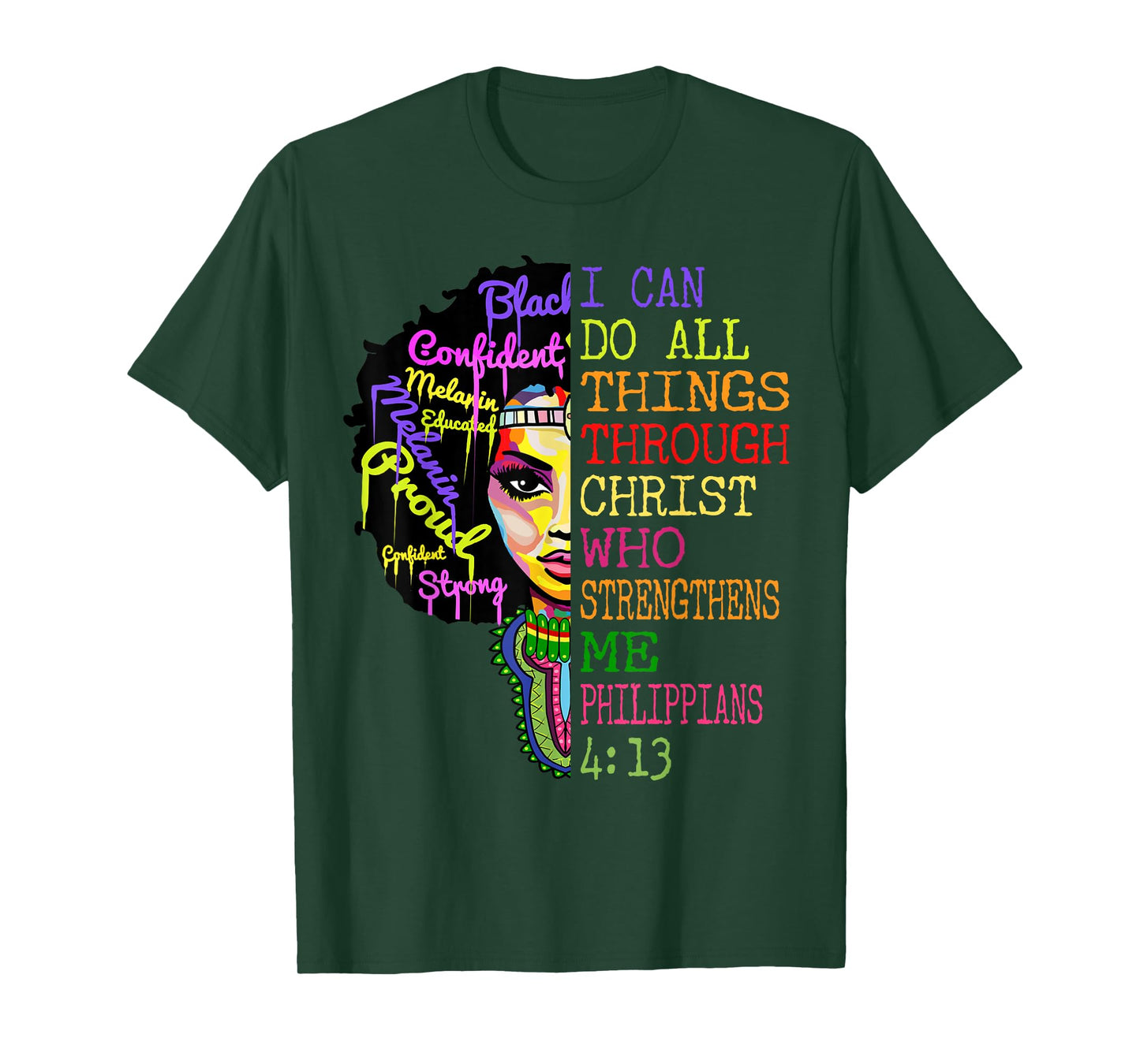 I Can Do All Through Christ Shirt Black Woman Faith T-Shirt