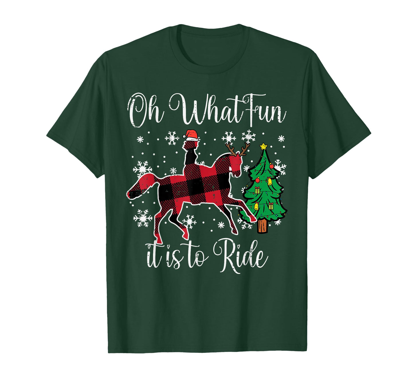 Horse Oh What Fun It Is To Ride Christmas Xmas Girls Women T-Shirt