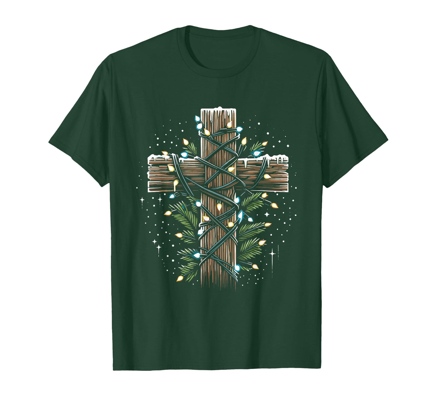 Jesus Cross Crucifix Christmas Lights - Jesus Christ Faith T-Shirt
