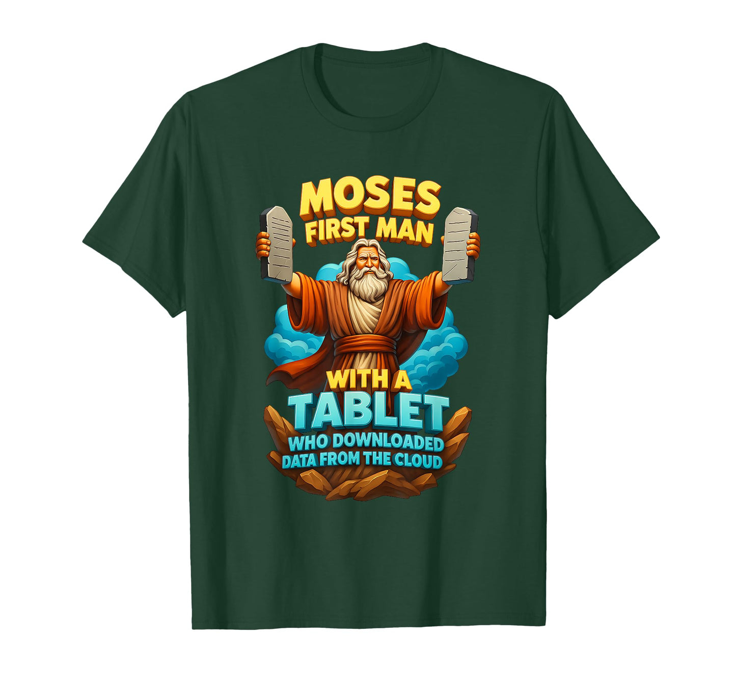 Moses First Man with A Tablet Christ Bible Gospel Data Cloud T-Shirt