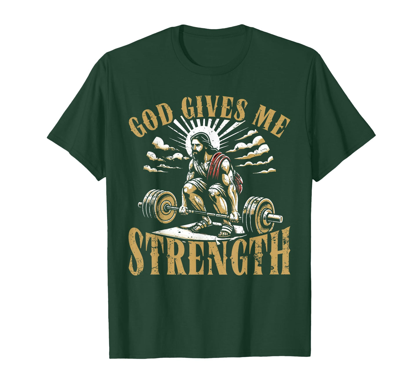 God Gives Me Strength Christian Gym Workout Motivation T-Shirt