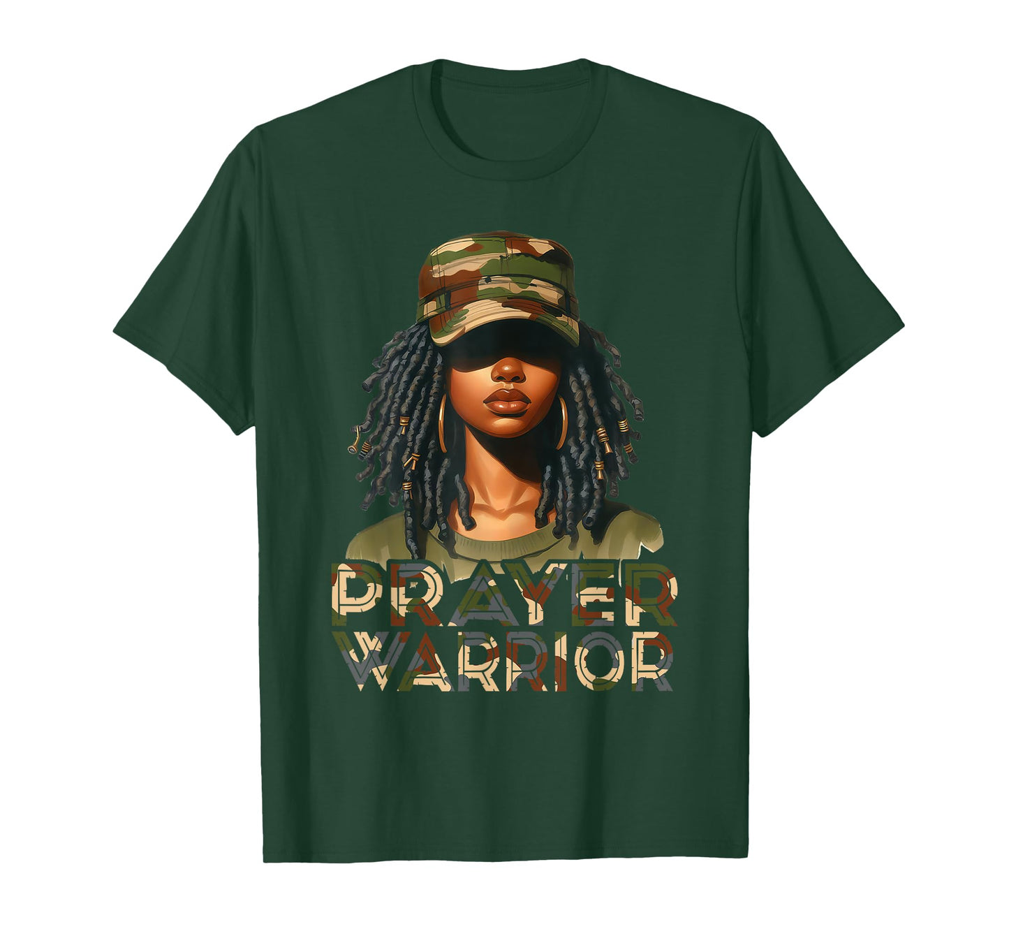 Prayer Warrior God Jesus Christian Black Girl Melanin T-Shirt