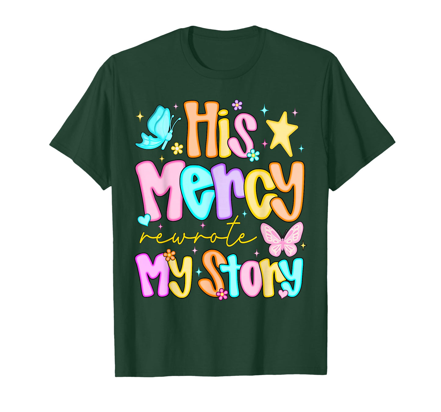 His Mercy Rewrote My Story Merry Christmas Christian Faith T-Shirt
