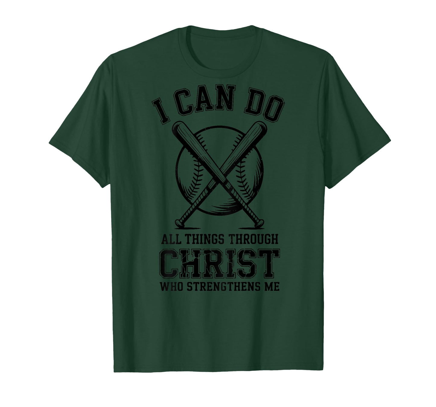 On-Back Philippians 4:13 Baseball Christian Boys Bible Verse T-Shirt