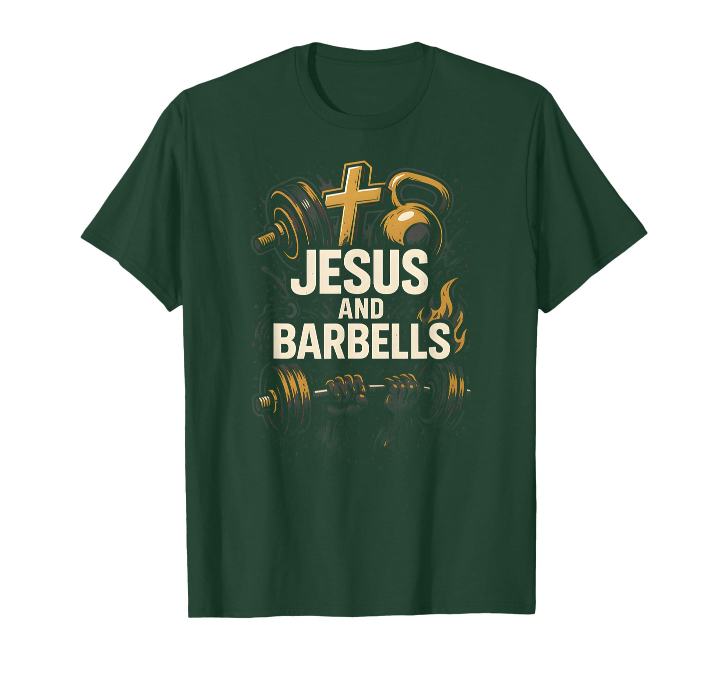 Christian Fitness Jesus and Barbells Cool Mens Faith Apparel T-Shirt