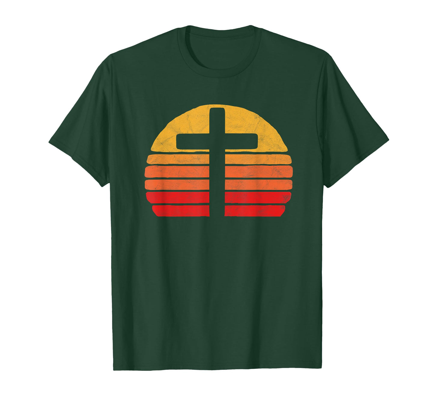 Vintage Christian Cross Retro 80's Style Sun Minimalist T-Shirt
