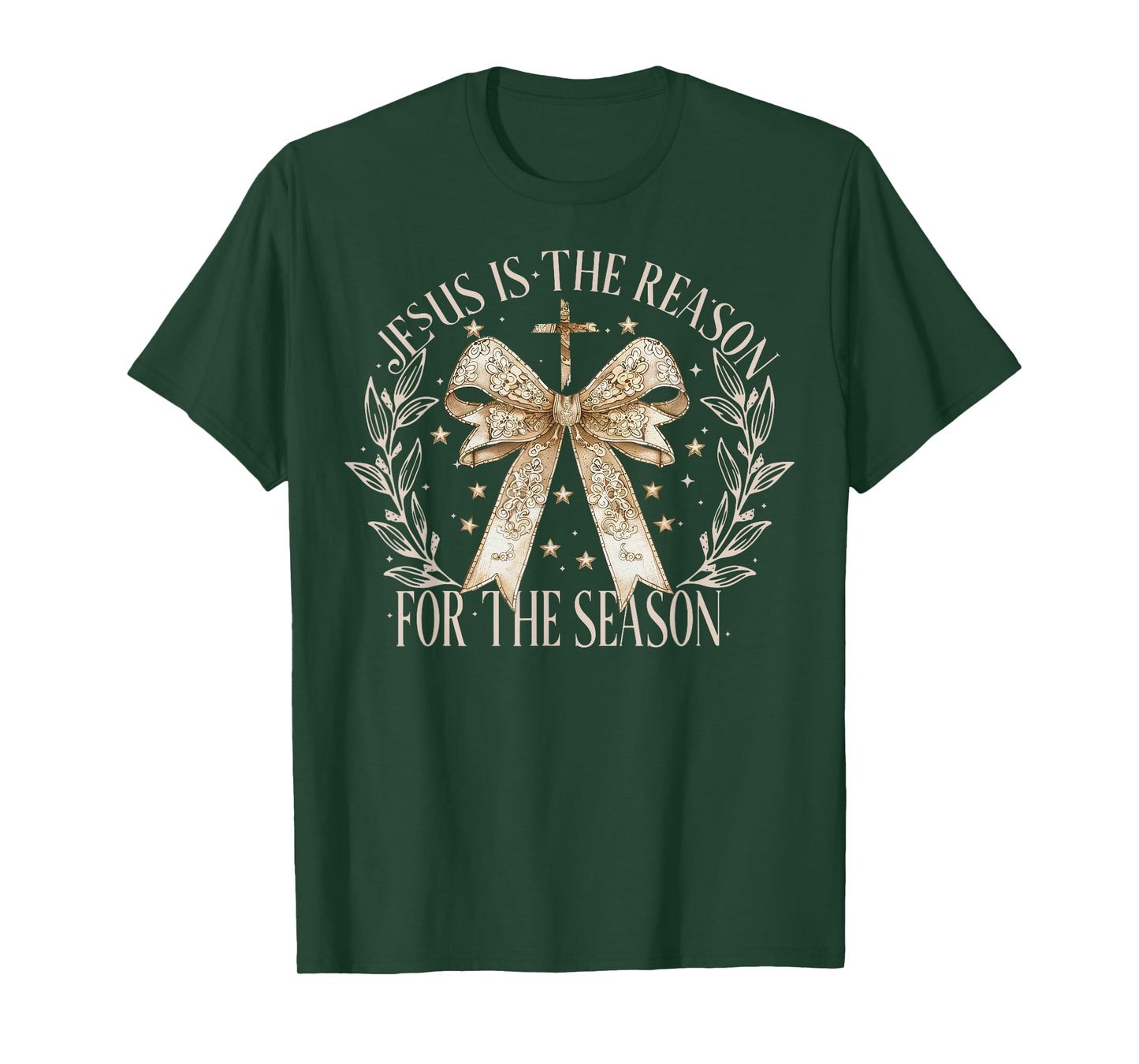 Jesus Is The Reason For The Season Christmas Coquette Bow T-Shirt