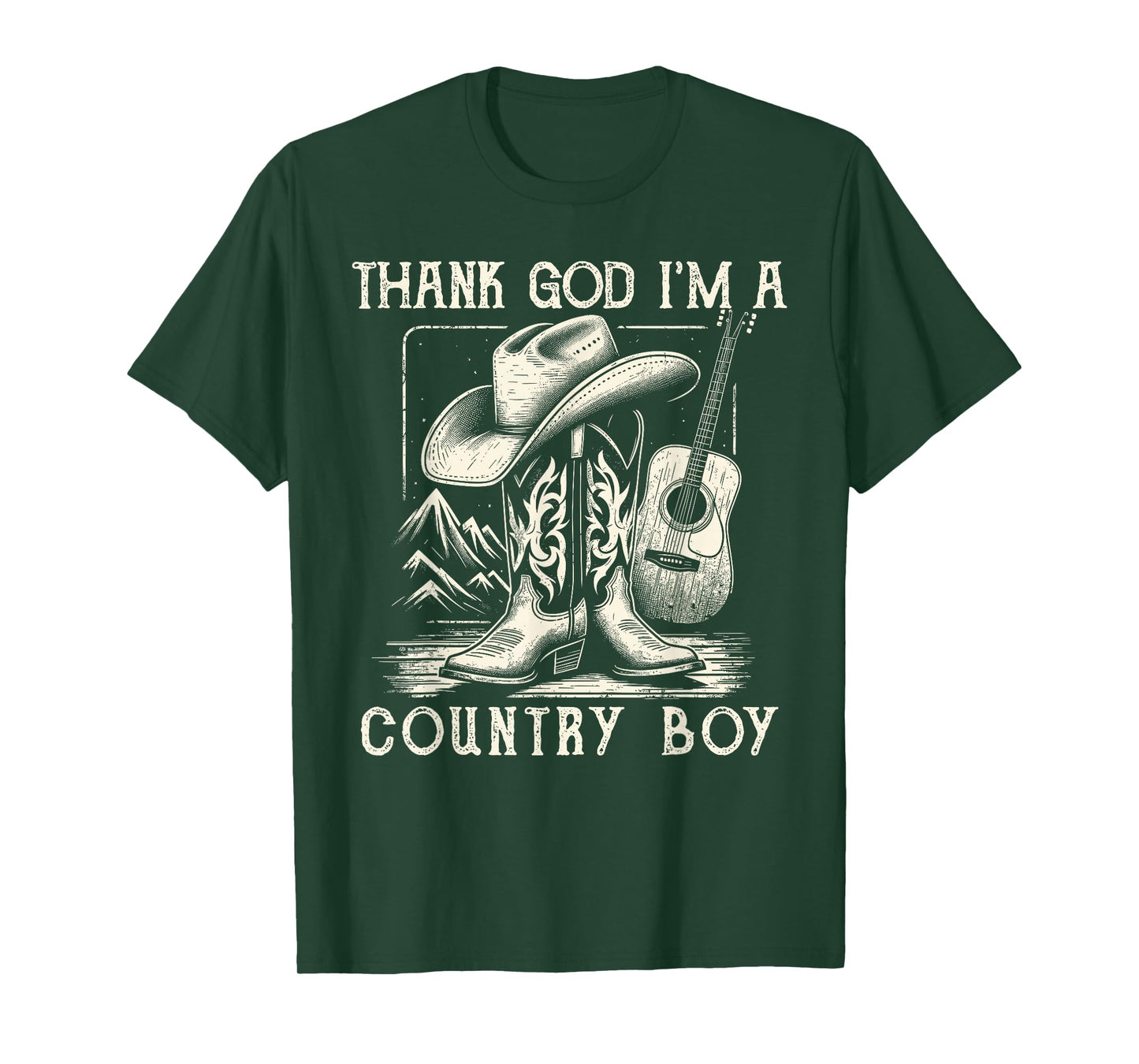 Thank God I'm A Country Music Boy Cowboy Western Retro T-Shirt