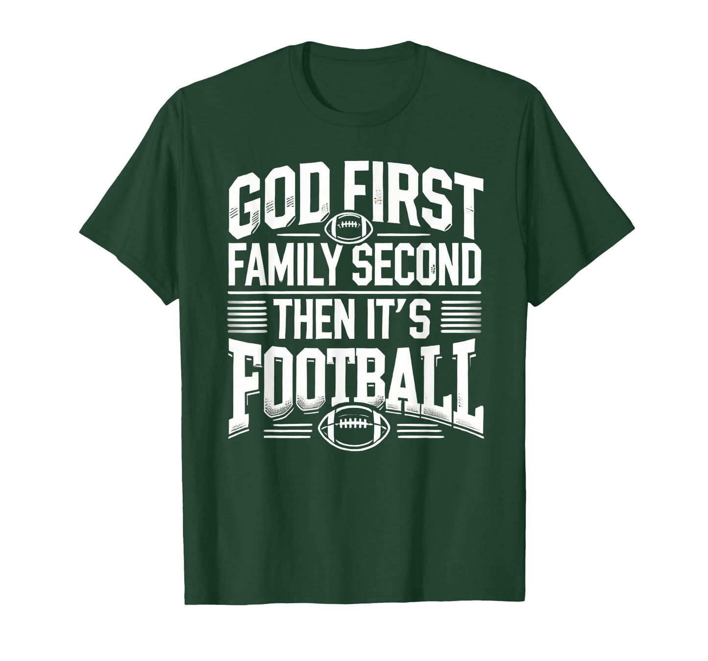 Religious God First Family Second Football Player Sport Gift T-Shirt