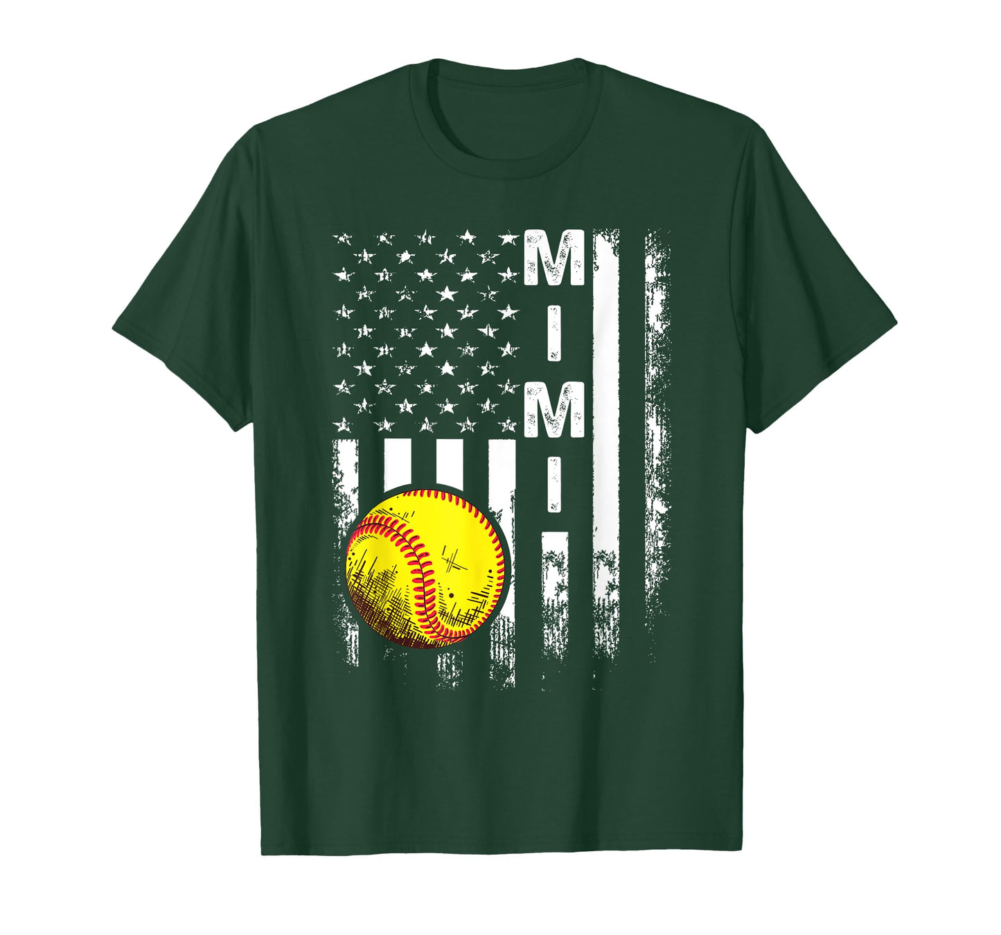 Softball Mimi America Flag Men Women Vintage Christmas T-Shirt