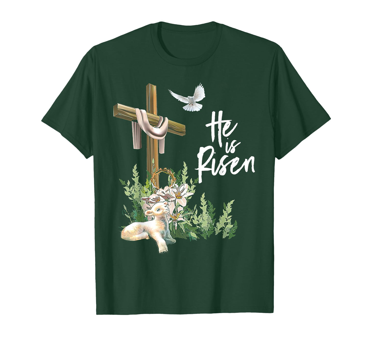 He Is Risen Cross Dove Sheep T-Shirt