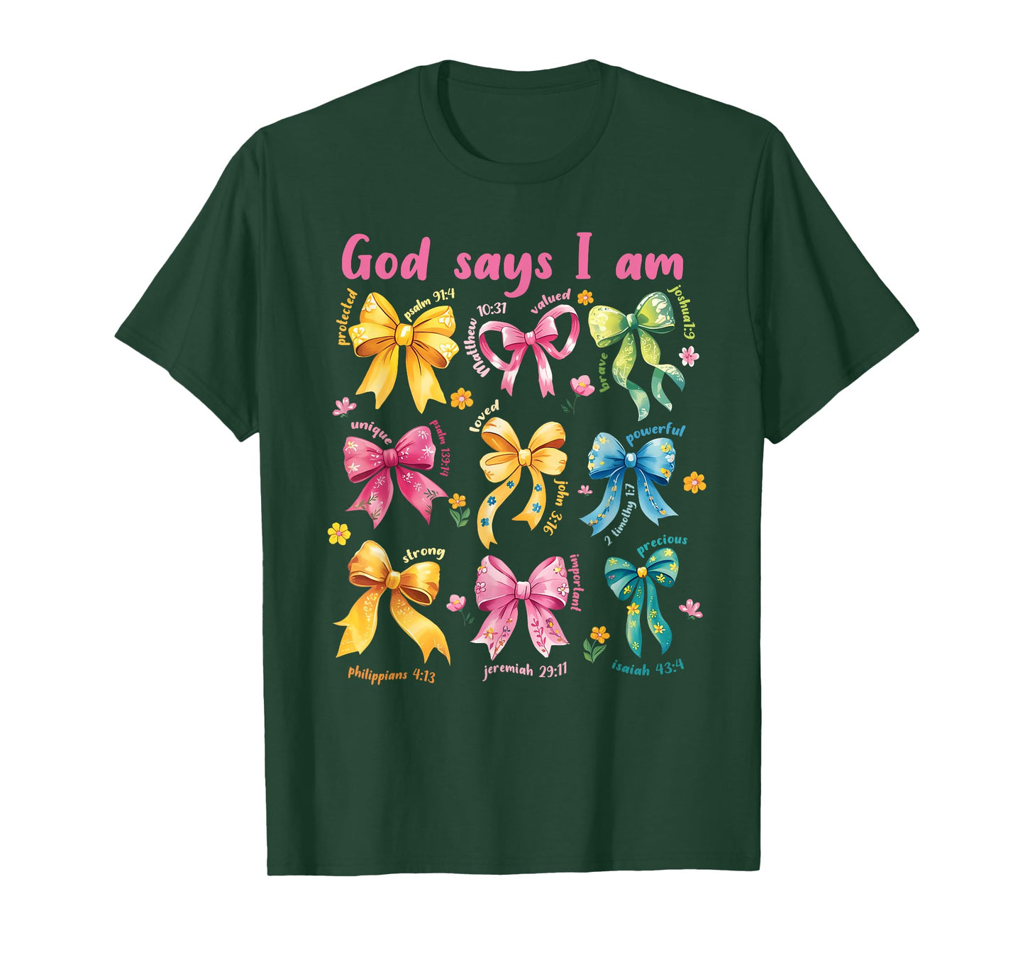 God Says I Am Coquette Bow Floral Christian Mother's Day T-Shirt