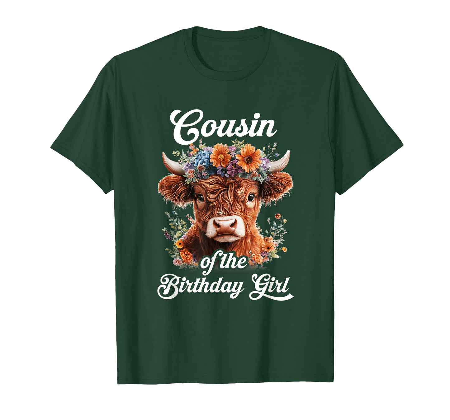 Cousin Of The Birthday Girl Highland Cow Farm Family T-Shirt