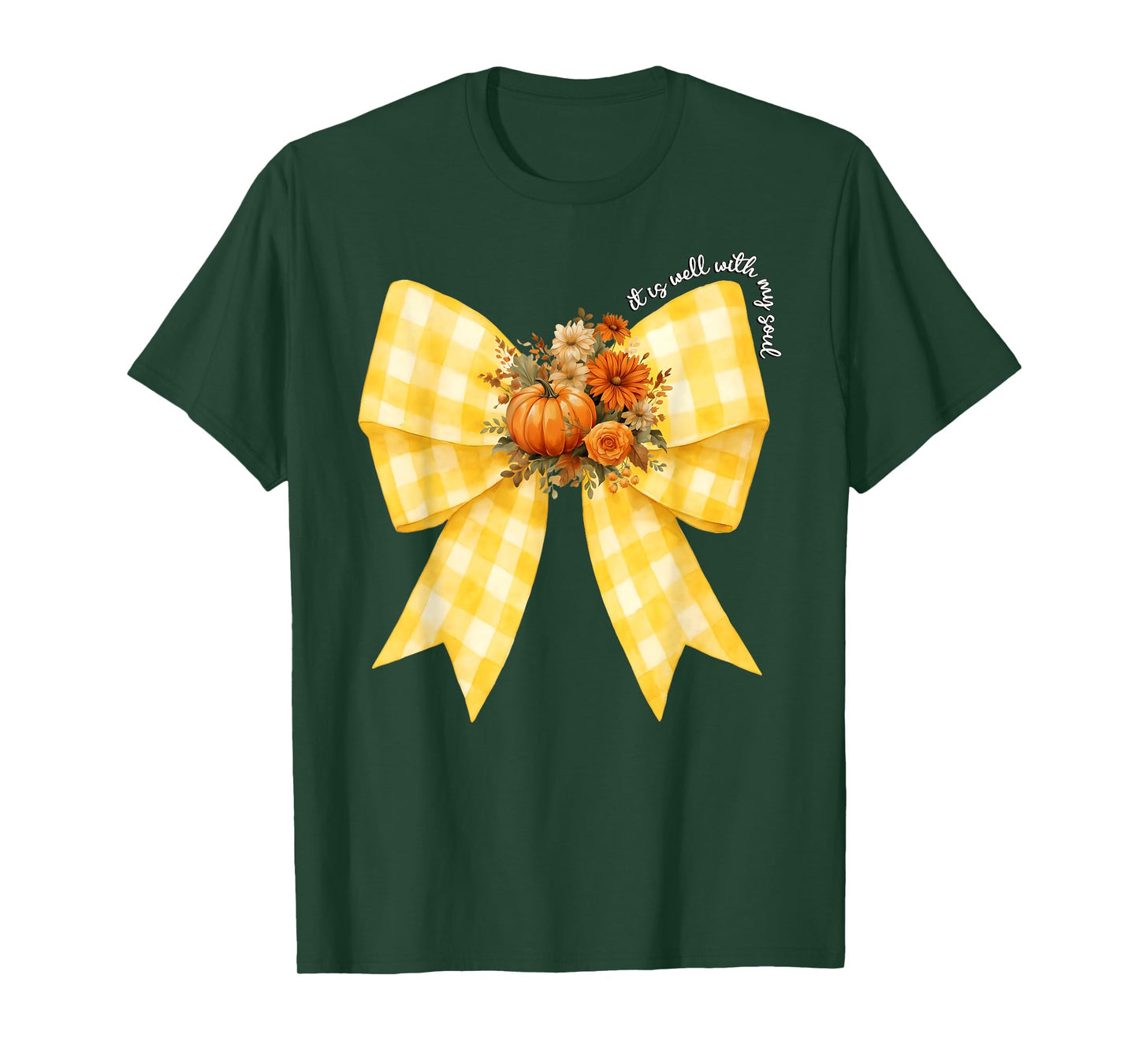 It is Well with My Soul Coquette Bow Pumpkin Fall Floral T-Shirt