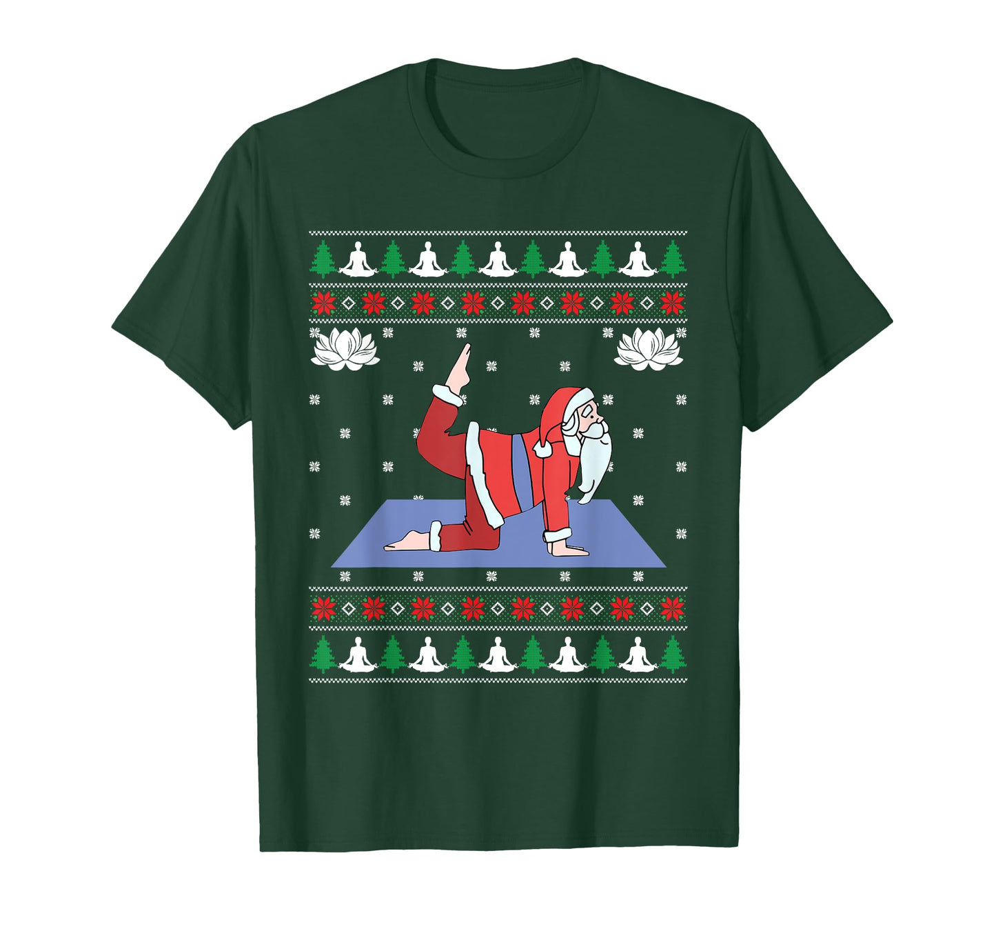 Cute Yoga Pose Santa Ugly Christmas Sweater Xmas Lovers T-Shirt