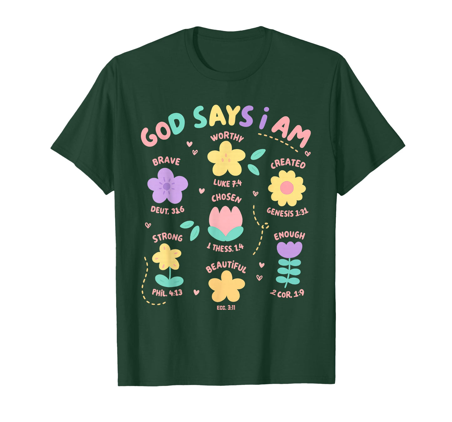 God Says I Am Flower Lover Kids Girl Christian Bible Verse T-Shirt