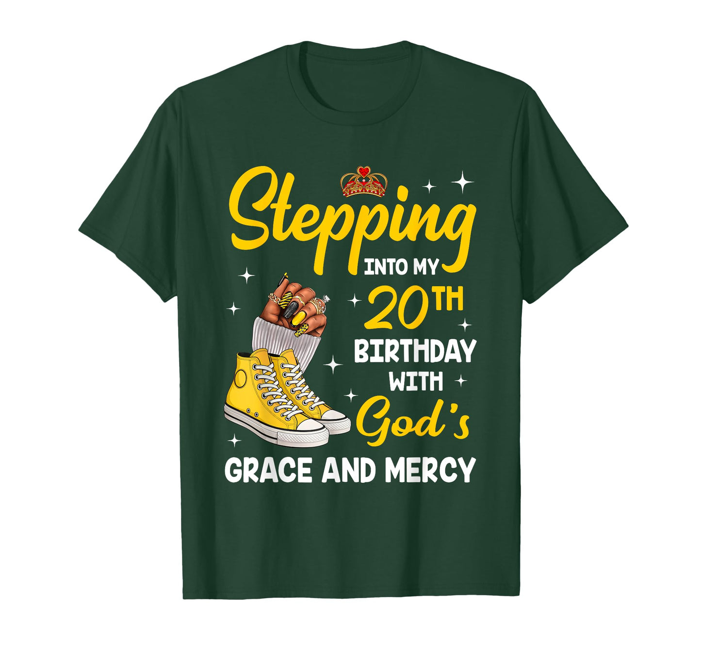 Stepping Into My 20th Birthday Queen Melanin Afro Woman T-Shirt