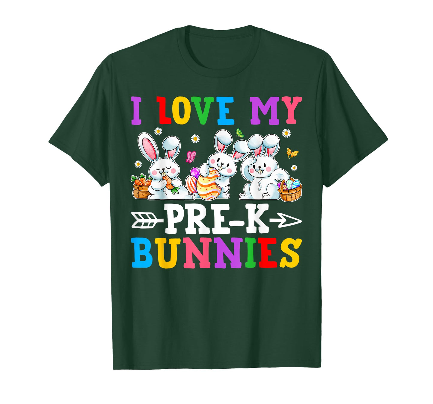 Funny I Love My Pre-K Bunnies Preschool Teacher Easter Day T-Shirt