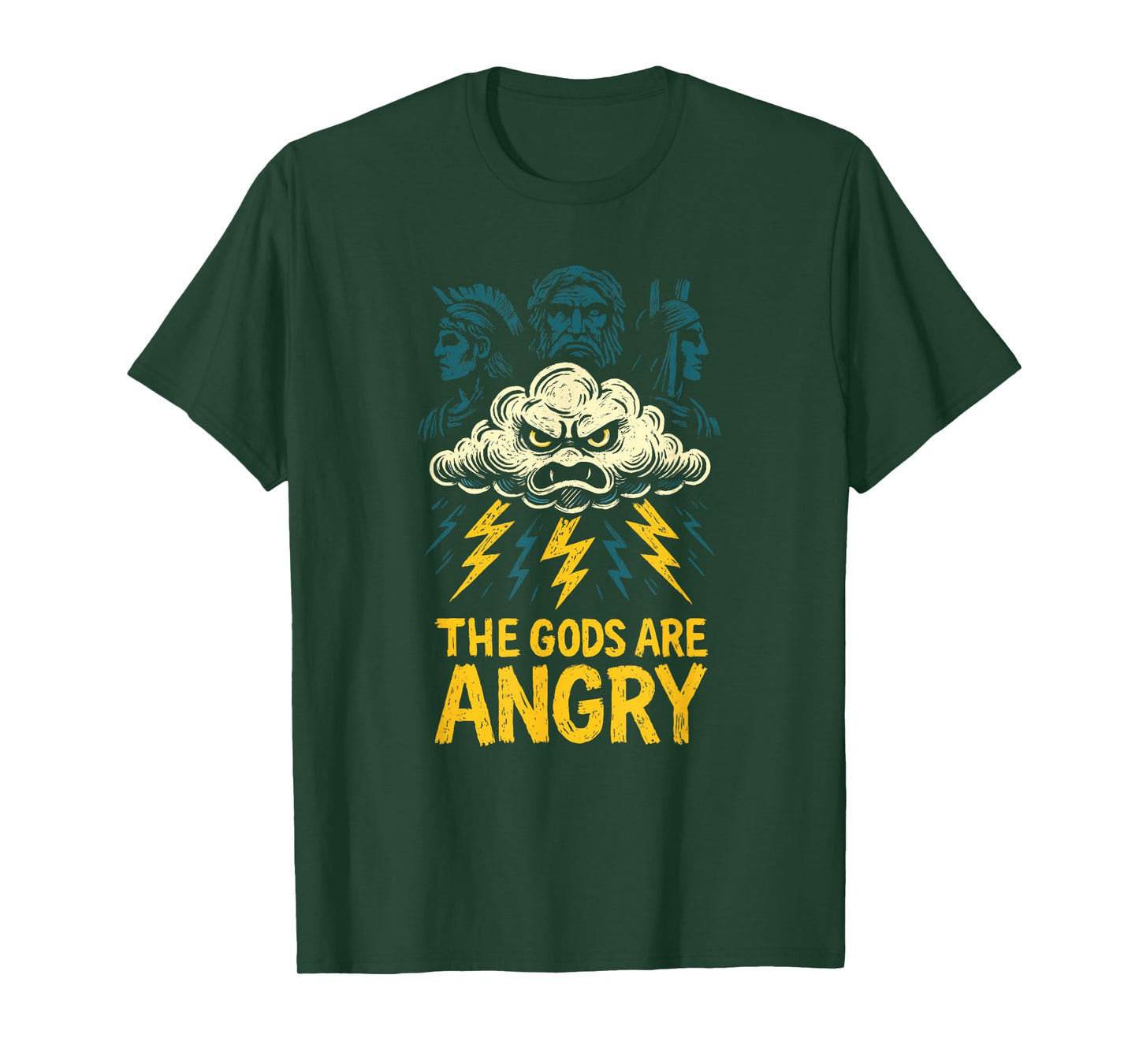 The Gods are Angry Greek Mythology Thunderstorm Humor Art T-Shirt