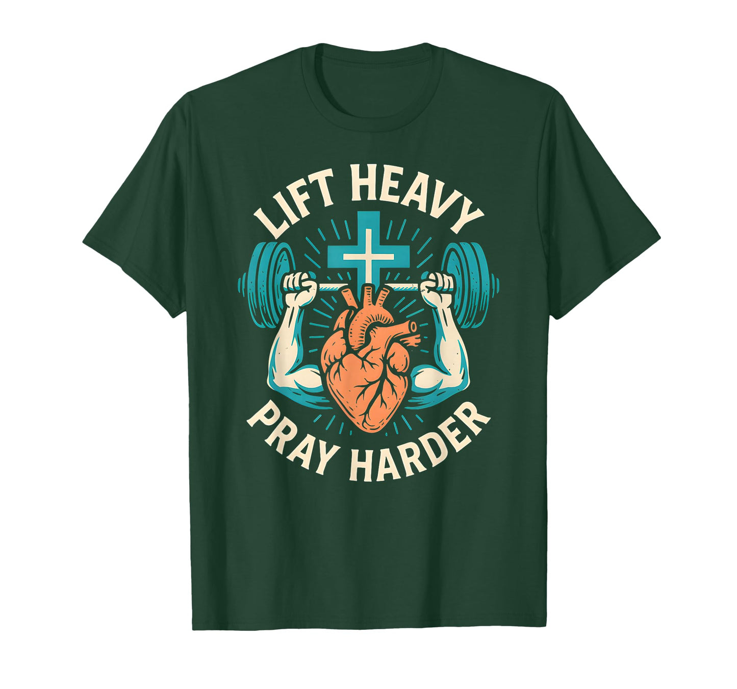 Christian Fitness Lift Heavy Pray Harder Cool Mens Faith T-Shirt