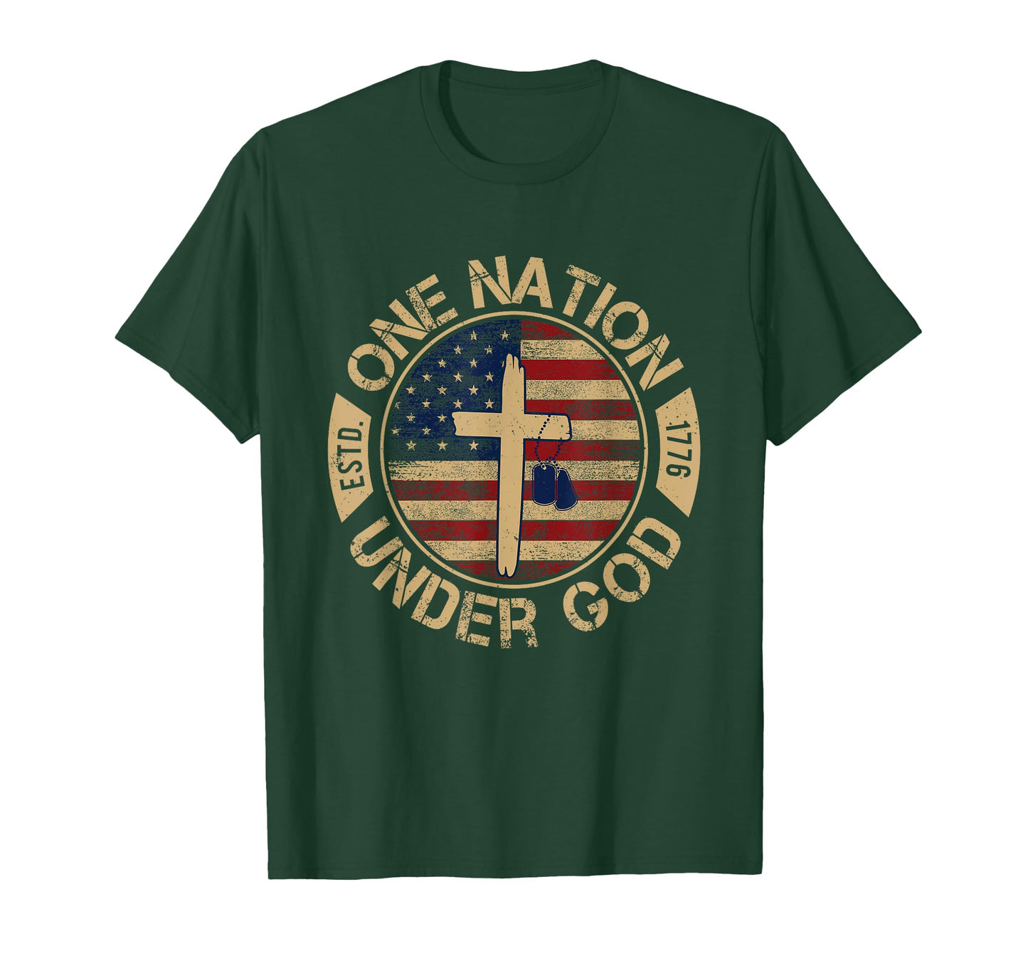 One Nation Under God Flag 4th Of July Patriotic Christian T-Shirt