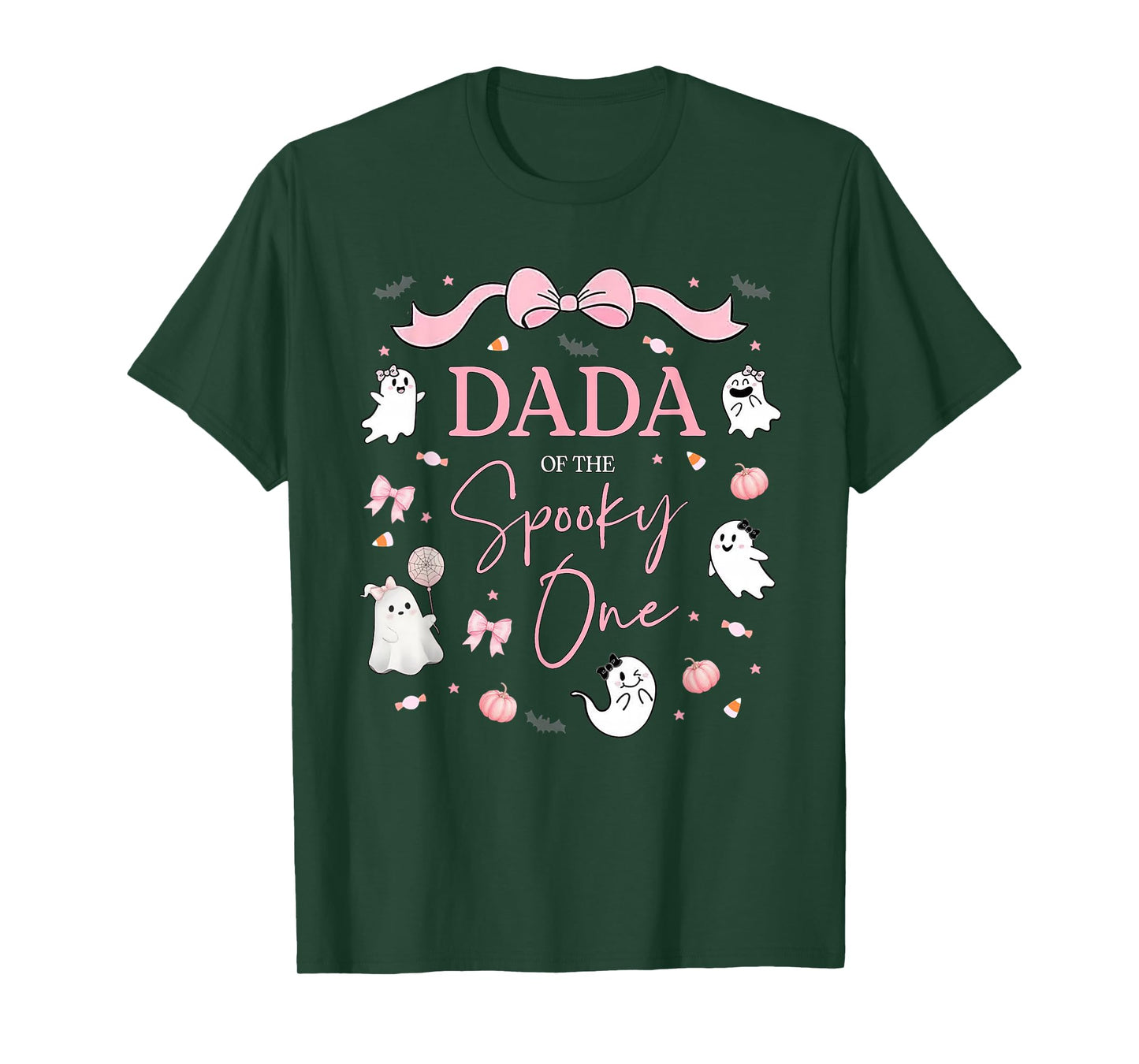Dada of The Spooky One Birthday Girl Pink Bow Halloween T-Shirt