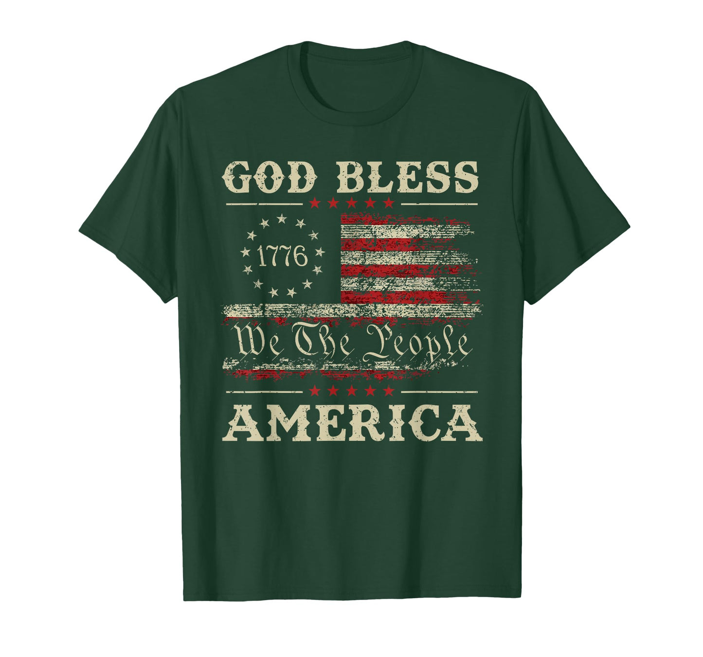 God Bless America USA Flag 4th of July Patriotic T-Shirt