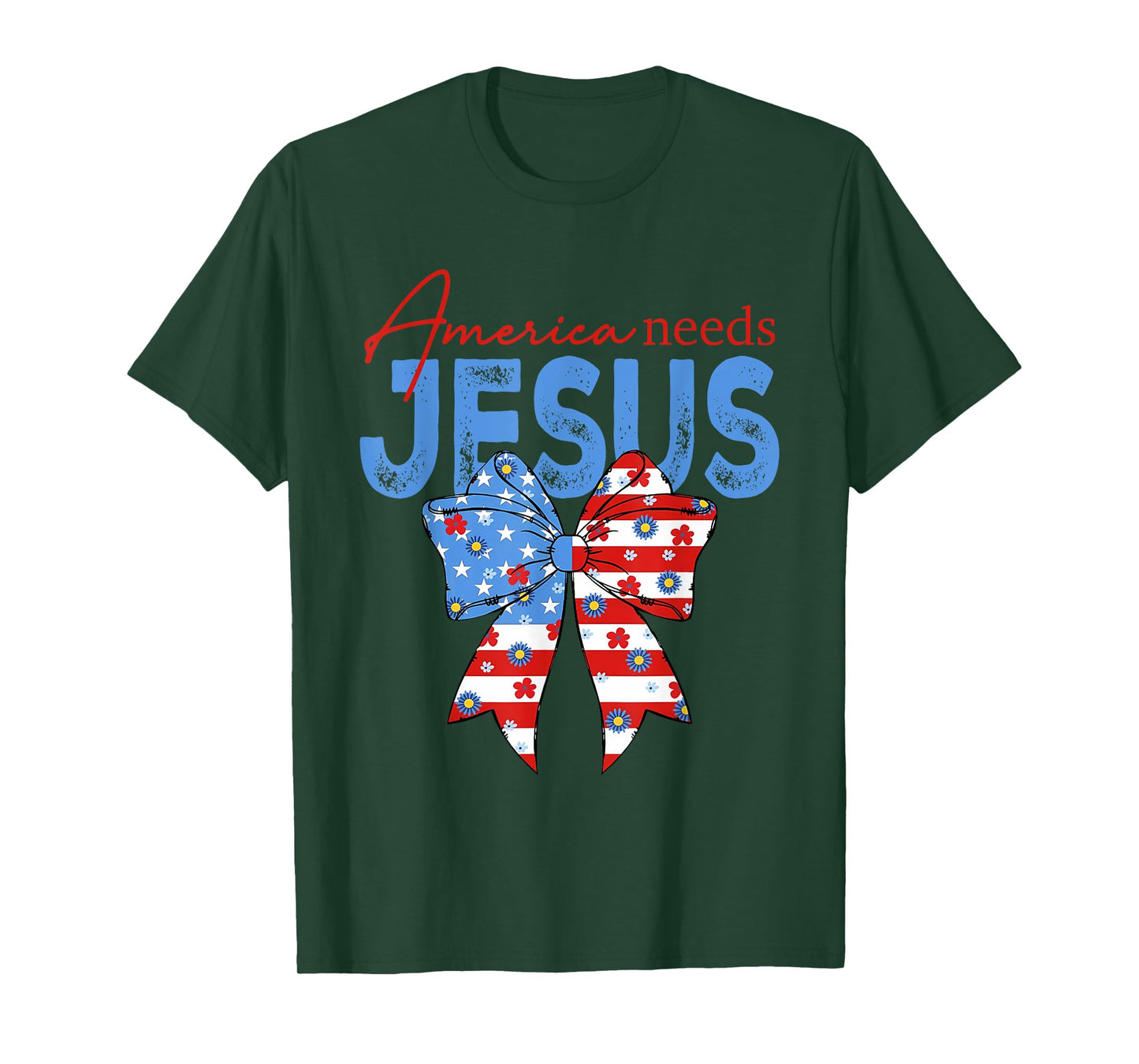 America Needs Jesus Christian America Coquette Christian USA T-Shirt