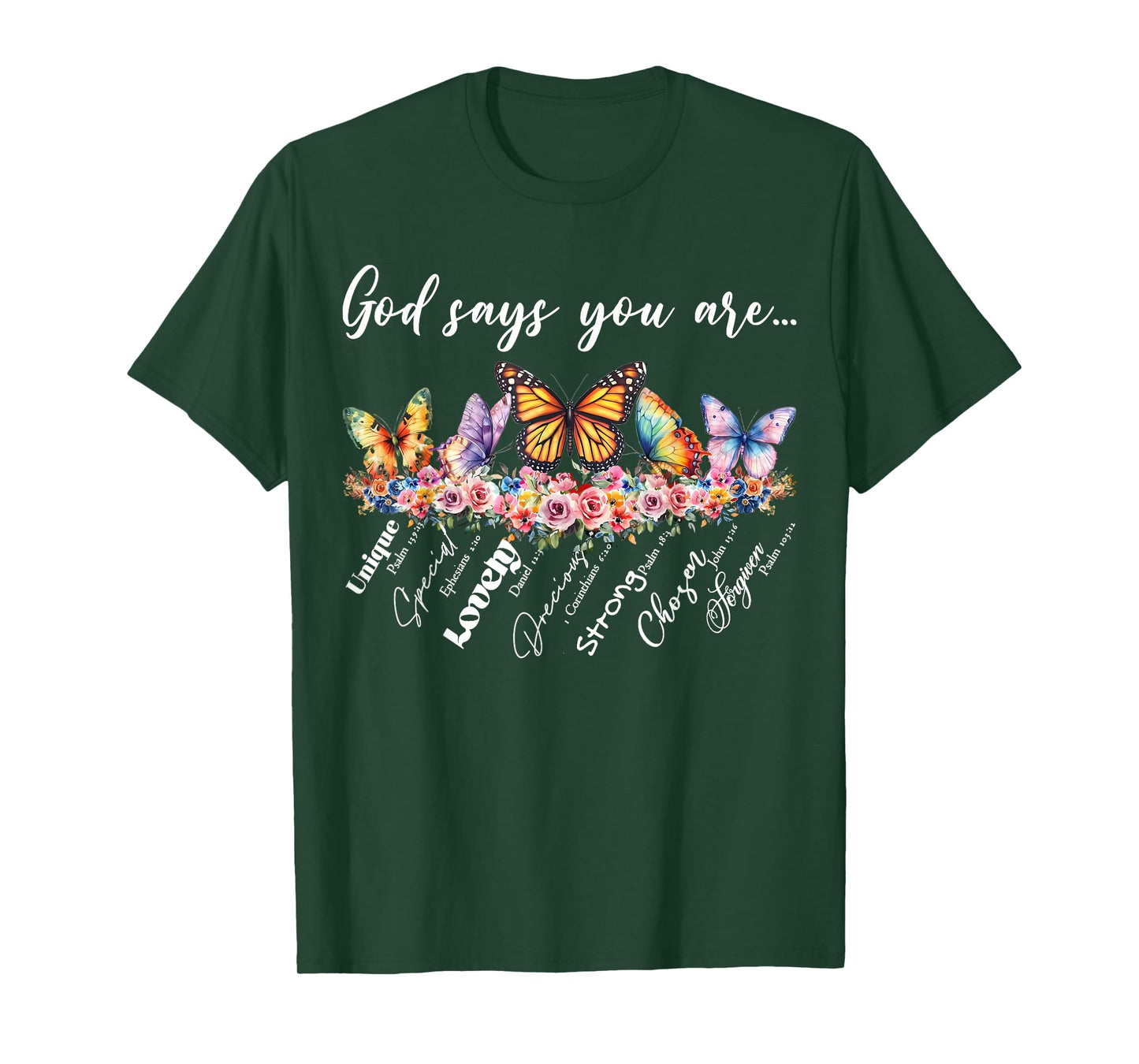 God Says You Are Bible Verse Religious Christian Butterfly T-Shirt