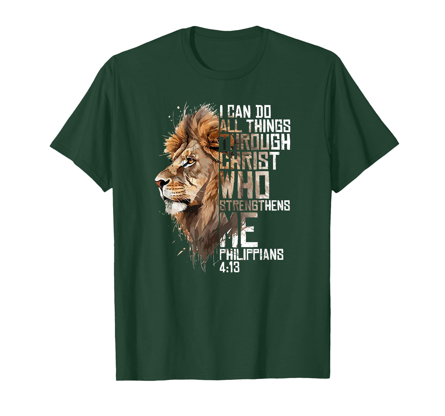 Philippians Christian Bible Verse Funny Lion Graphic Novelty T-Shirt