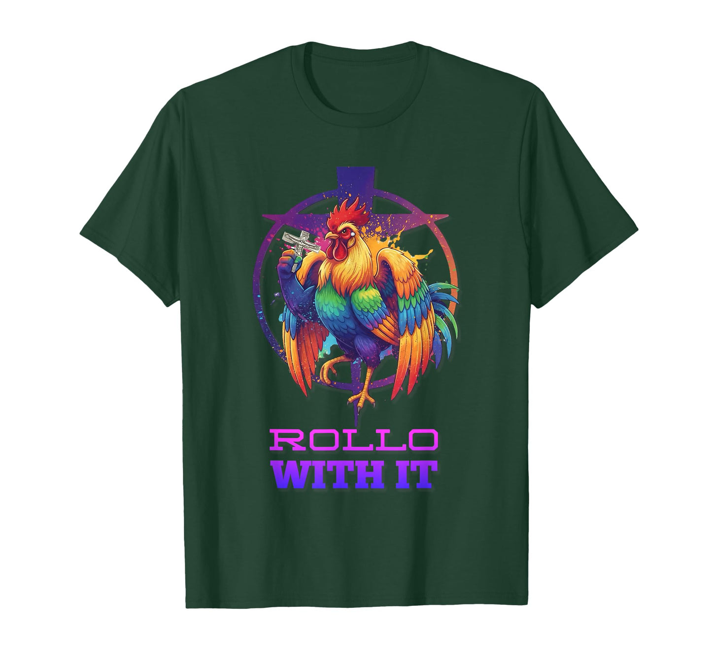 DeColores Cursillo Rainbow Rooster Catholic T-Shirt