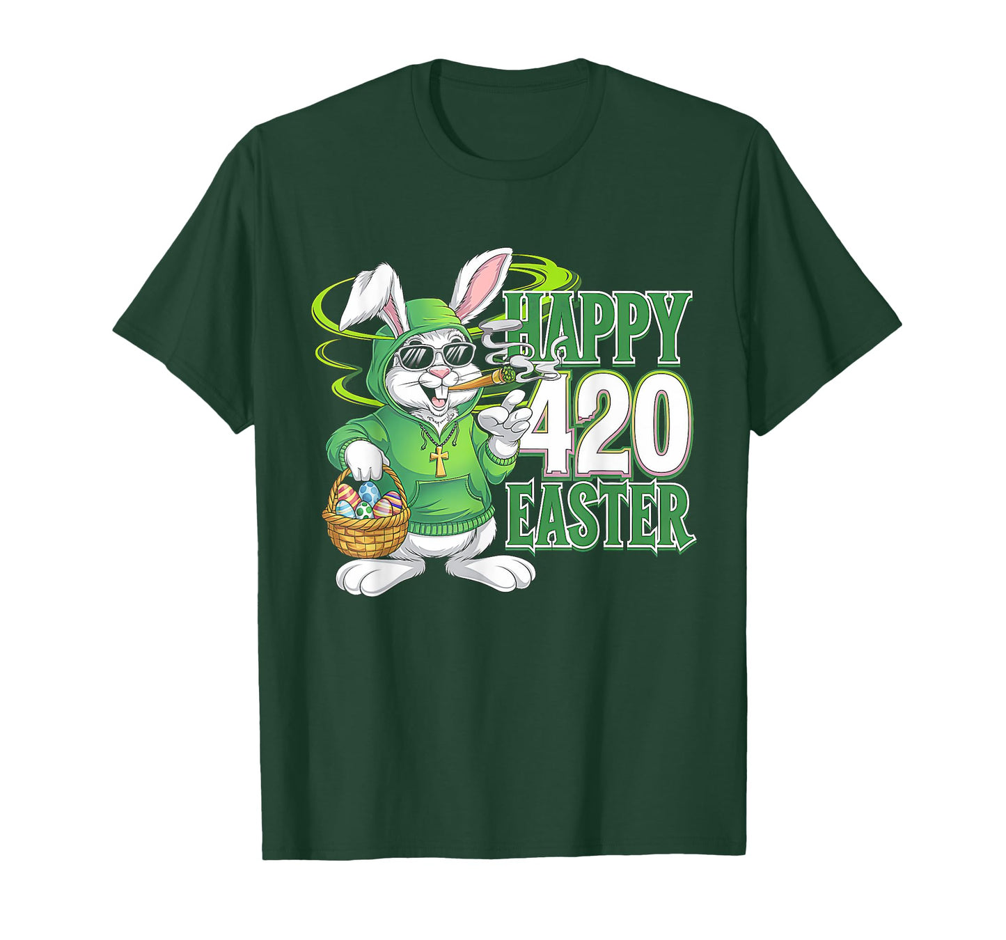 Happy 420 Easter Day Bunny Smoking Weed Marijuana Funny 420 T-Shirt