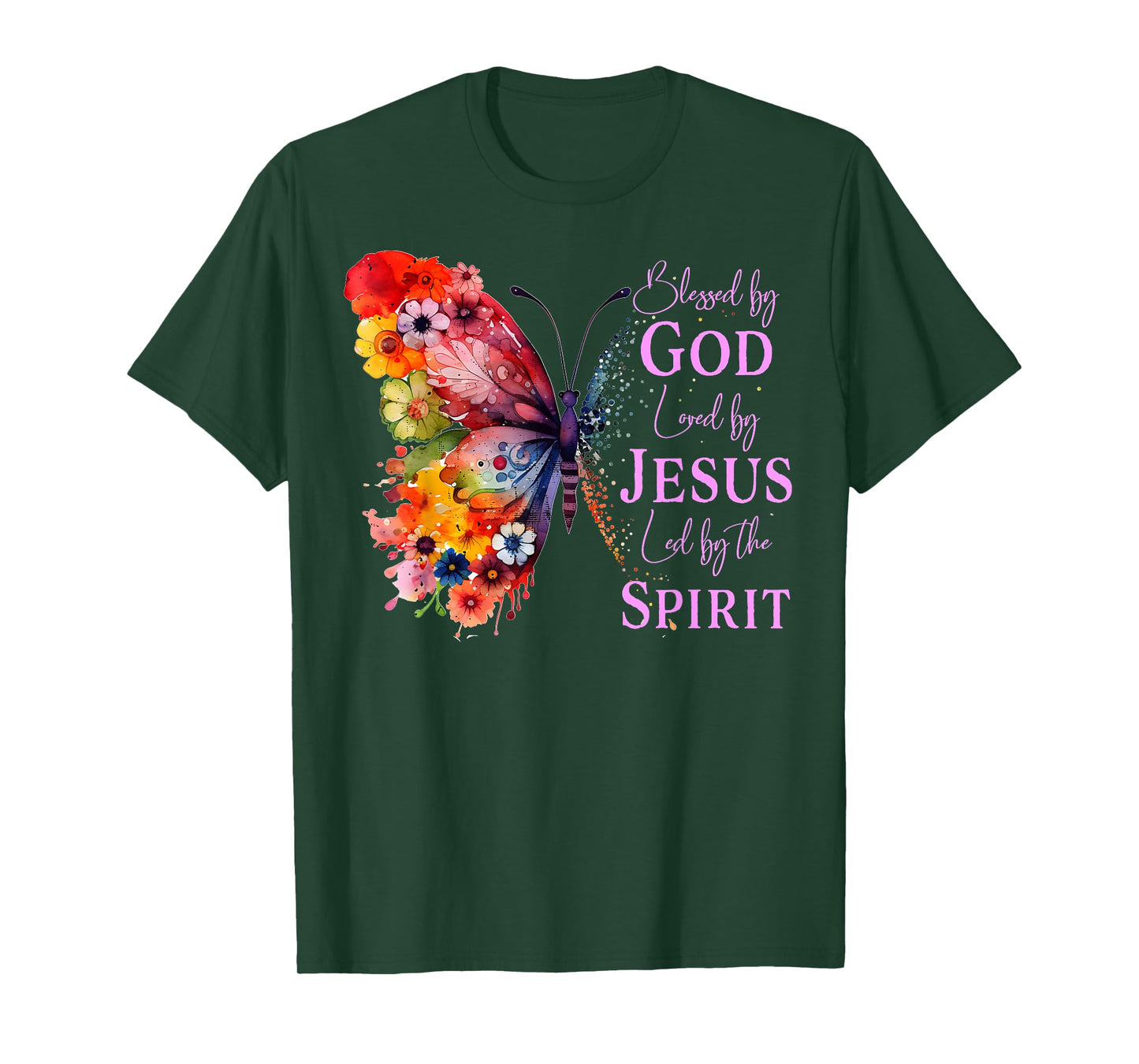 Blessed By God - Loved By Jesus Butterfly T-Shirt