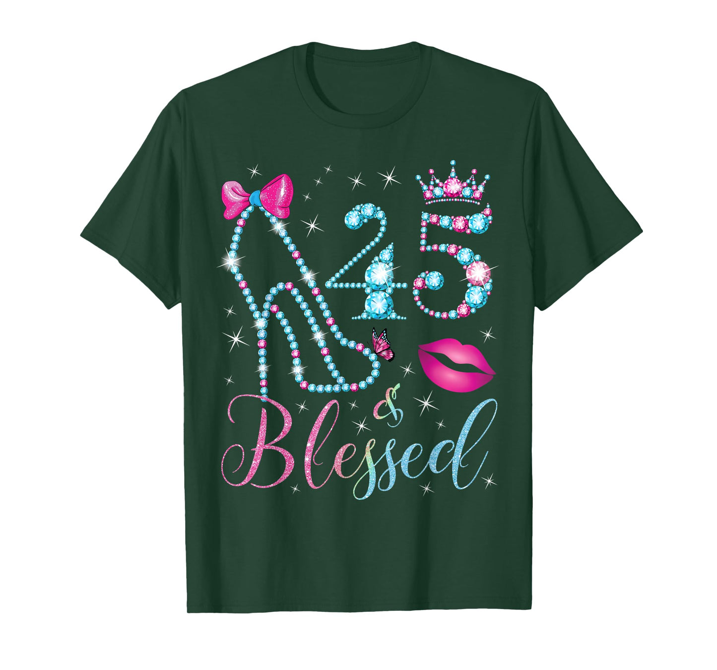 45 & Blessed 45th Birthday Party 45 Years Old Woman Queen T-Shirt