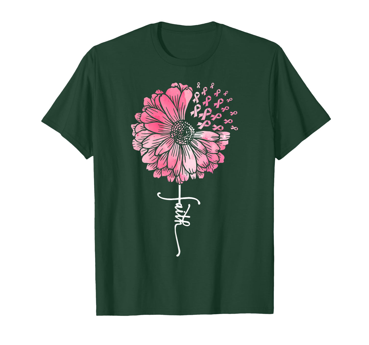 Pink Ribbon Daisy Faith - Breast Cancer Awareness Month Gift T-Shirt