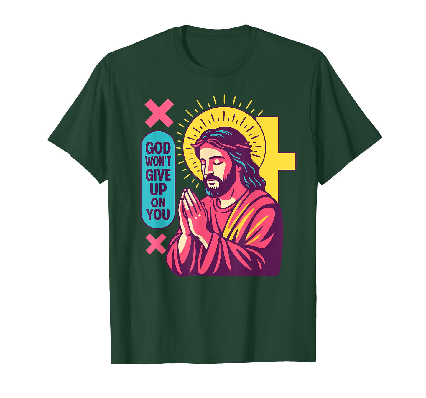 Jesus Anime Christian Manga Retro Faithwave Prayer Pop Art T-Shirt