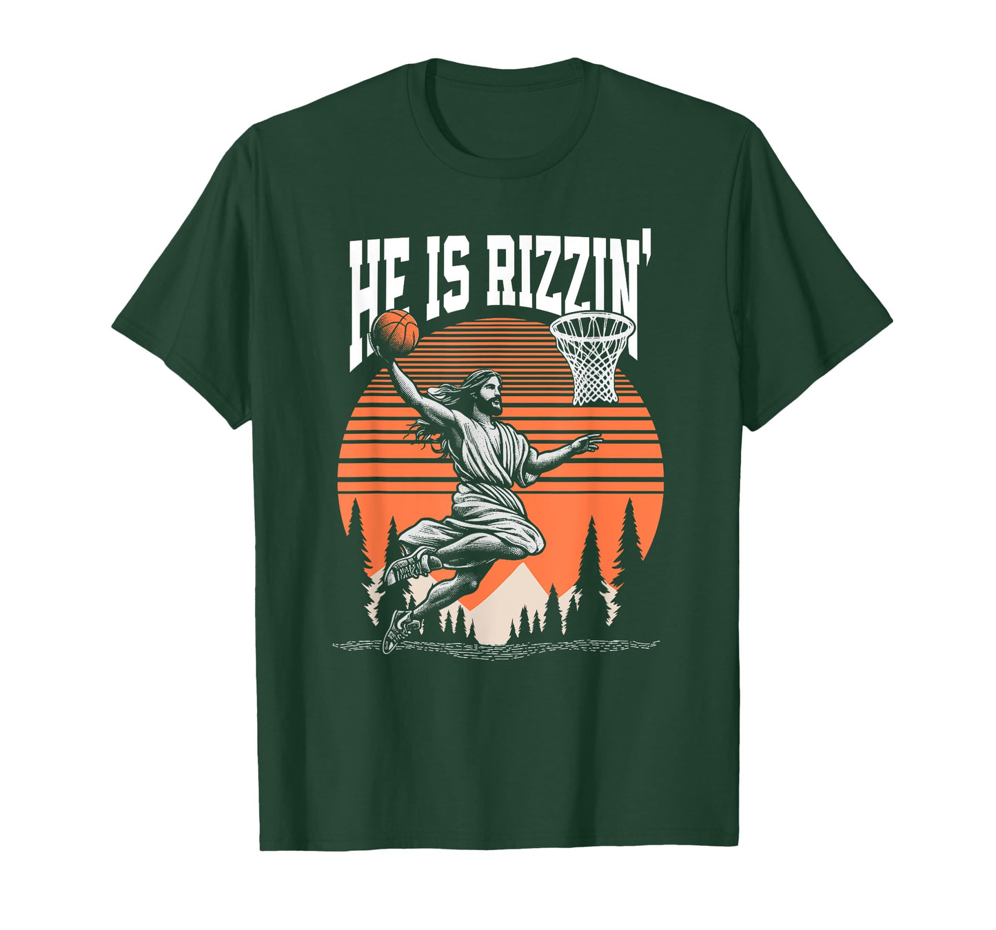 He is Risen Rizzin' Easter Jesus Christian Faith Basketball T-Shirt
