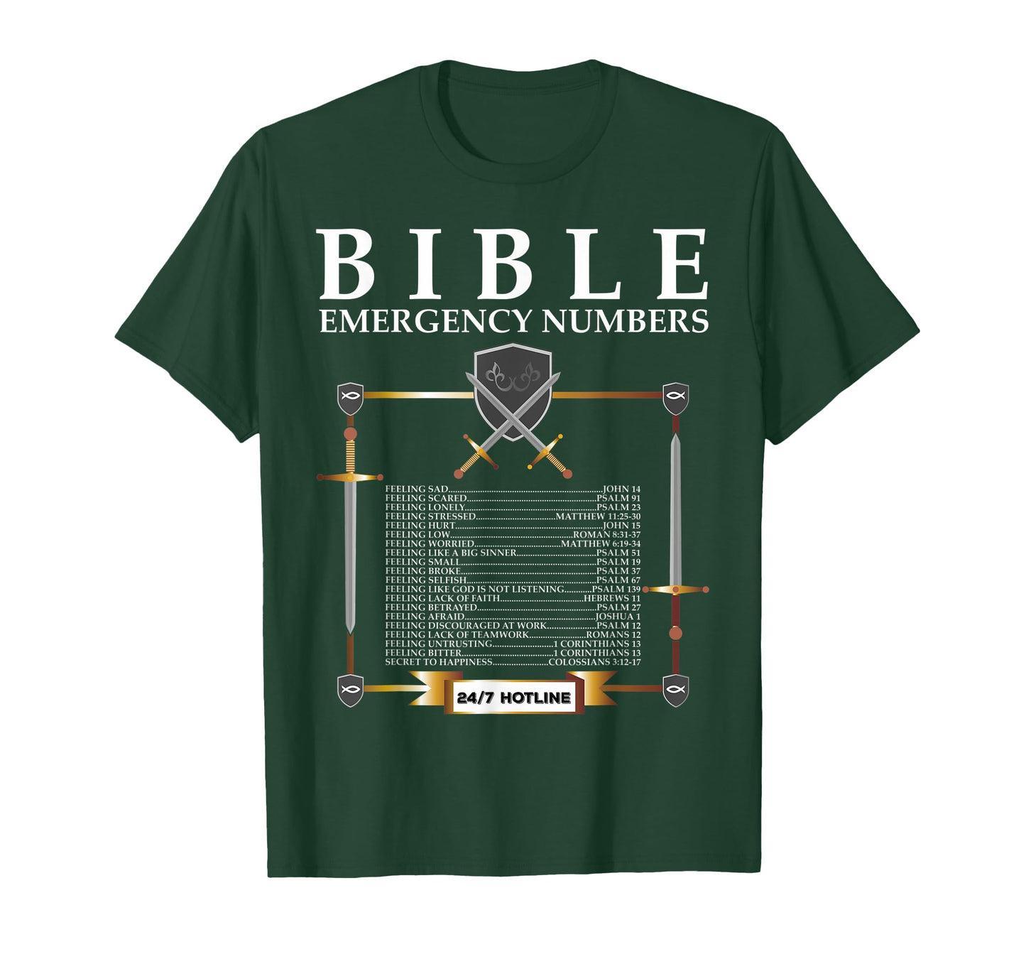 Bible Emergency Hotline Numbers - Cool Christian Bible Verse T-Shirt