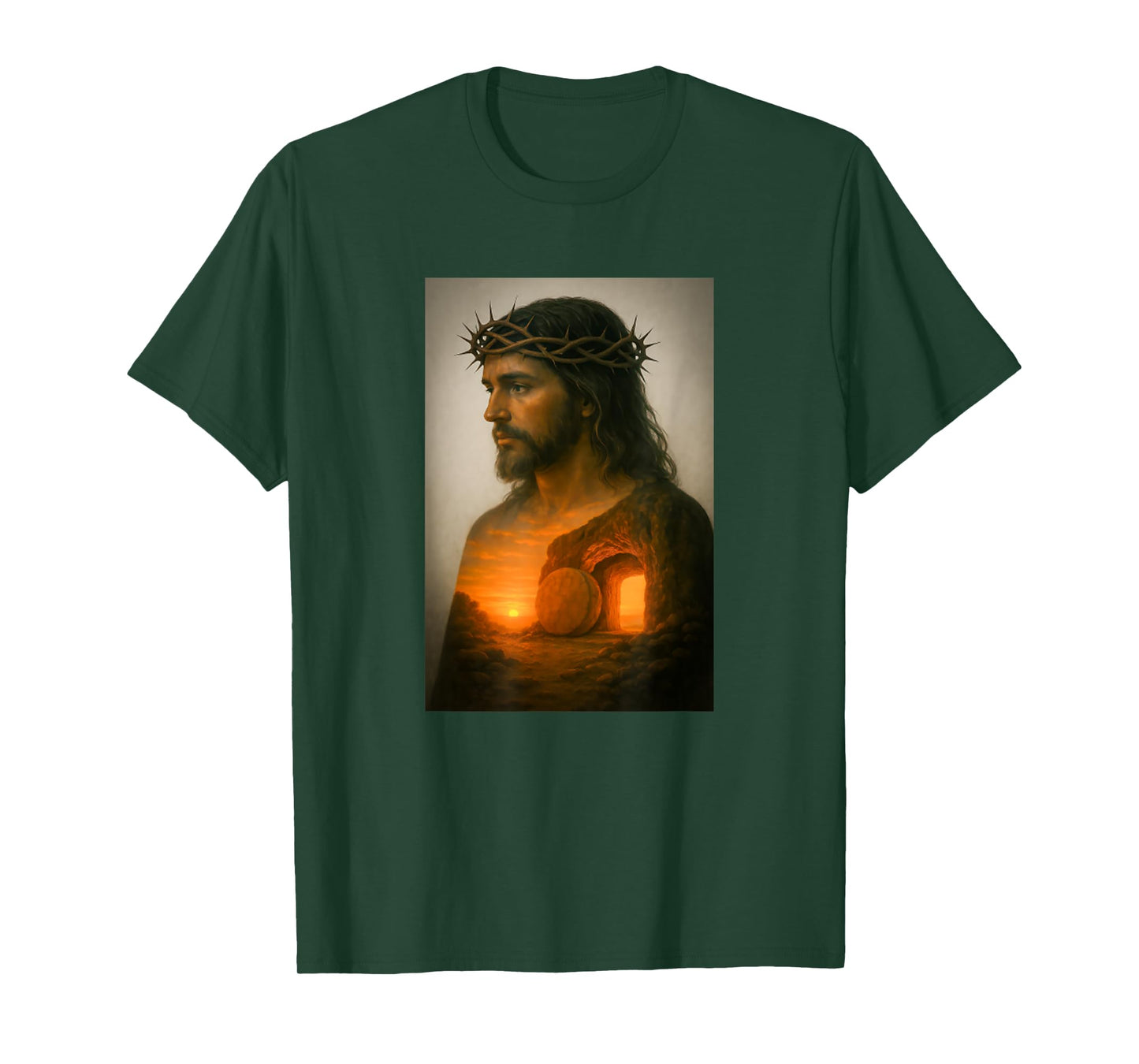 Risen Savior at Dawn Crown of Thorns Jesus Christ Faith T-Shirt