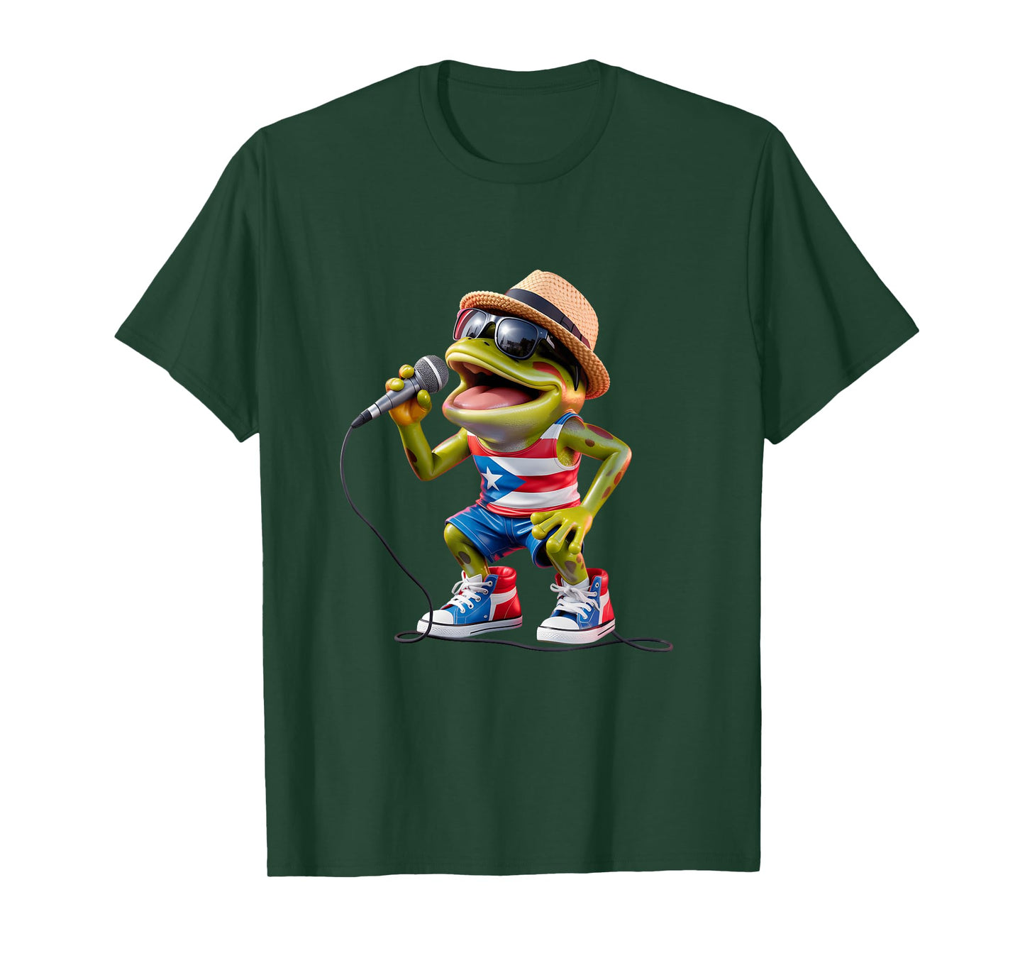 Singing Coqui Puerto Rican Flag Sunglasses Boricua Hat Fun T-Shirt