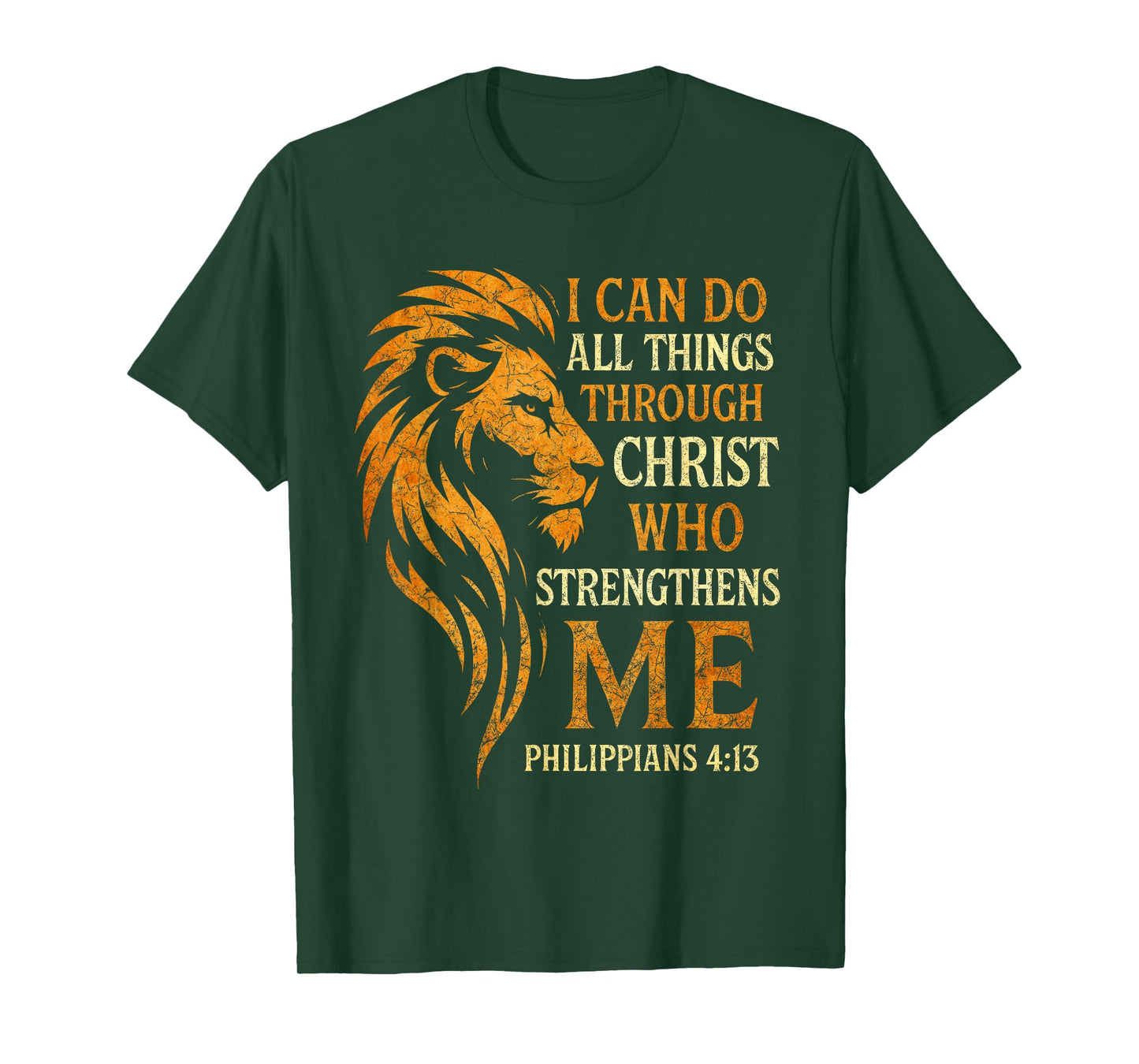 Philippians 4:13 Christian Lion Faith Religious Bible Verse T-Shirt