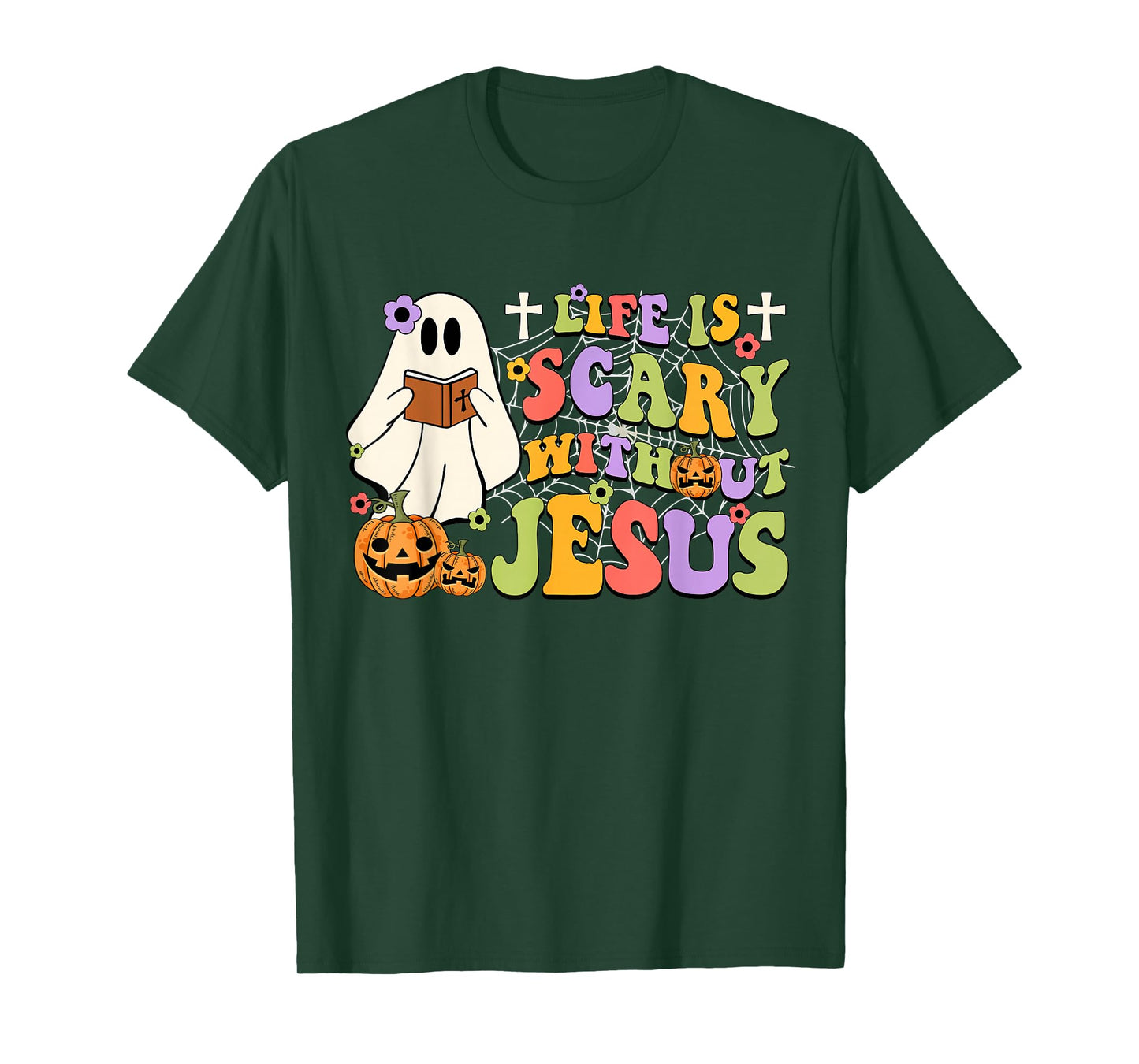 Groovy Life Is Scary Without Jesus Christian Halloween Women T-Shirt