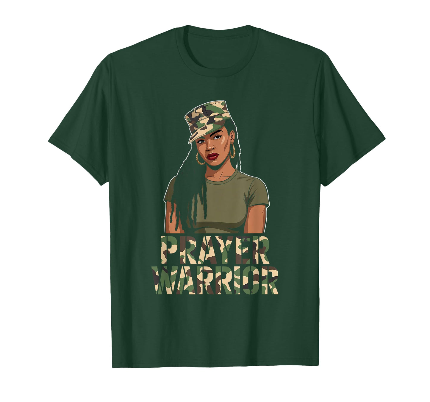 Black Girl Women Camo Prayer Warrior God Jesus Christian T-Shirt