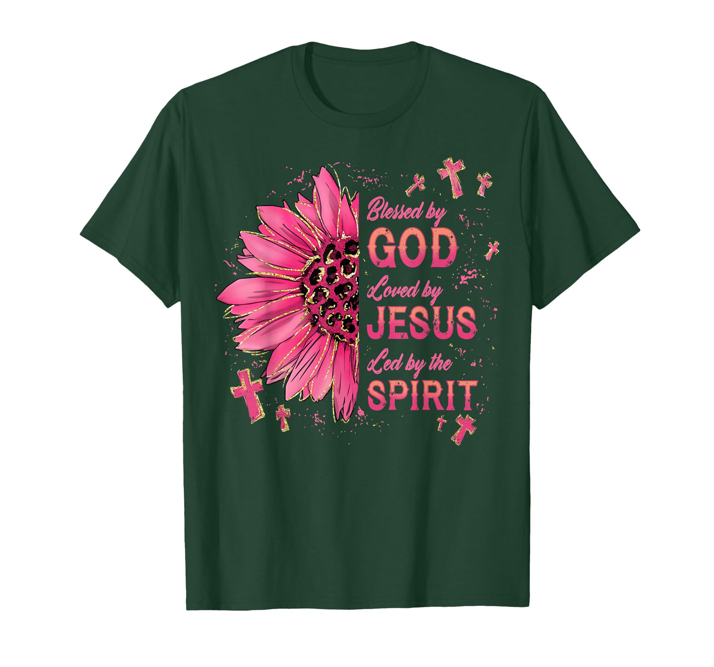 Blessed by God Loved by Jesus Sunflower Christian Faith T-Shirt