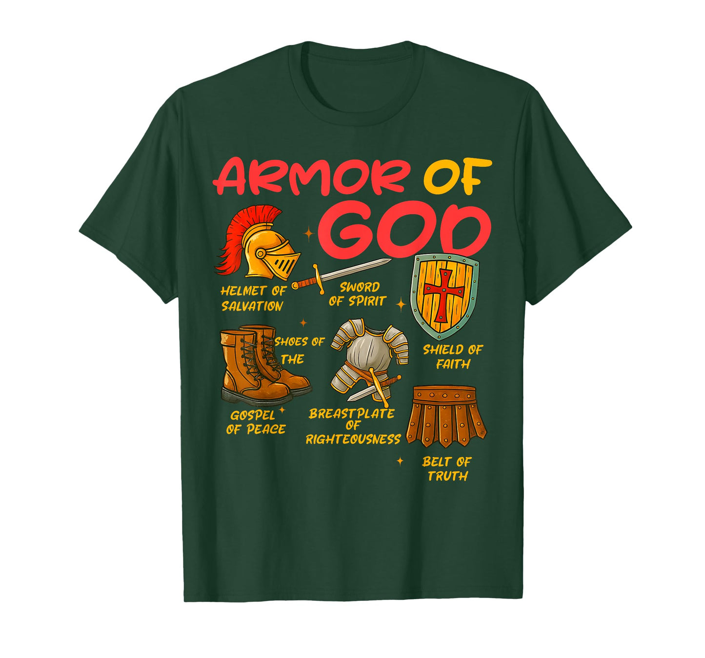 Armor of God Christian Battle Gear Bible Verse Ephesians T-Shirt