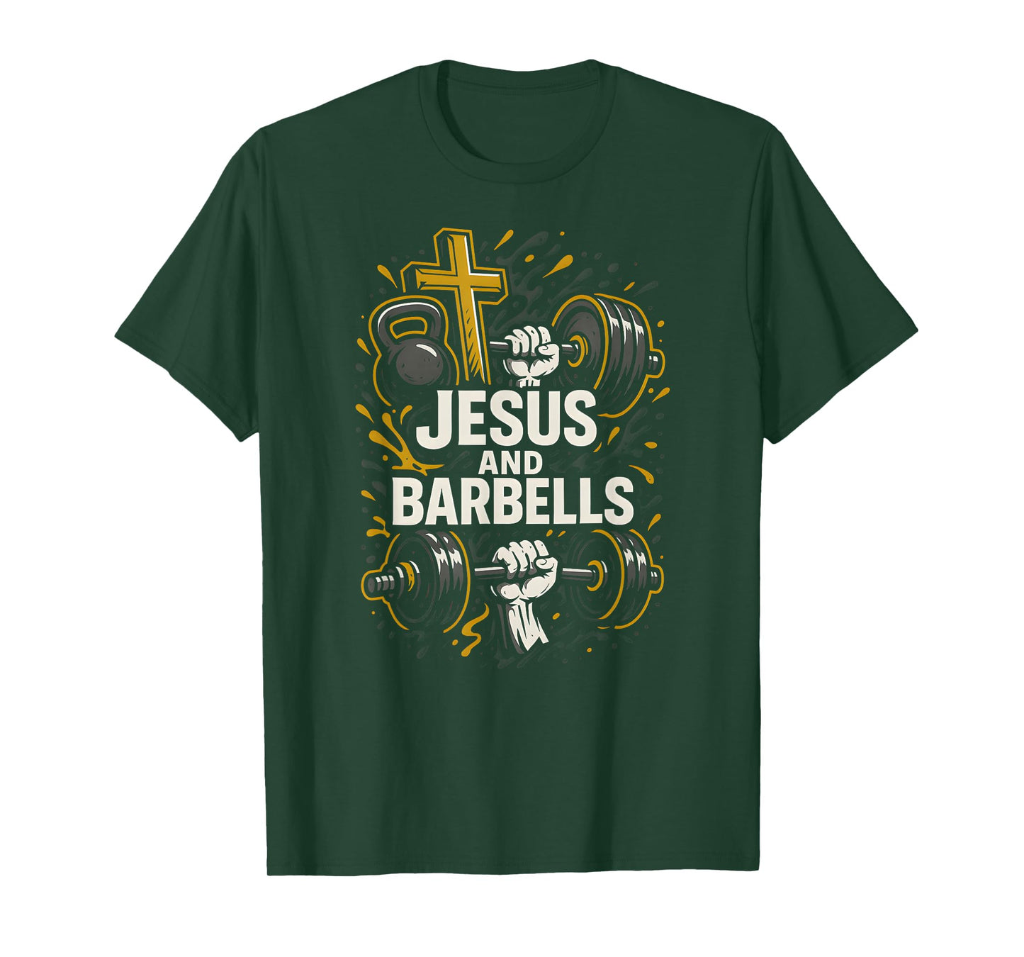 Christian Fitness Jesus and Barbells Cool Mens Faith Apparel T-Shirt