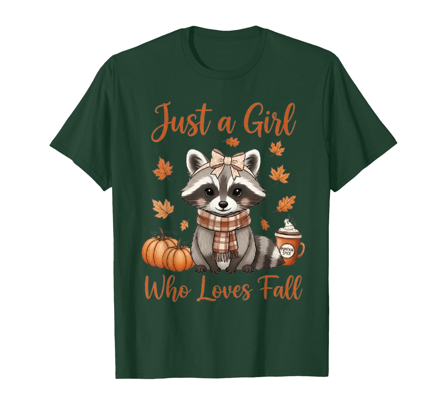 Just A Girl Who Loves Fall Funny Raccoon Fall Vibes T-Shirt
